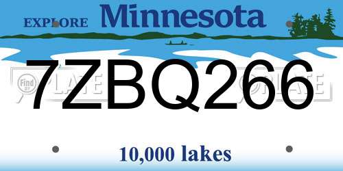 7ZBQ266 Minnesota License Plate