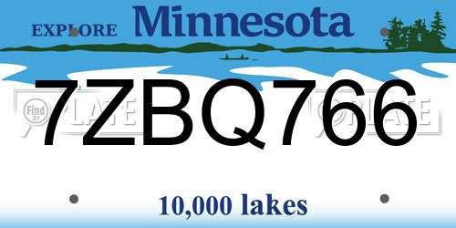 7ZBQ766 Minnesota License Plate