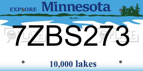 7ZBS273 Minnesota License Plate