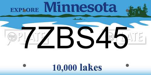 7ZBS45 Minnesota License Plate