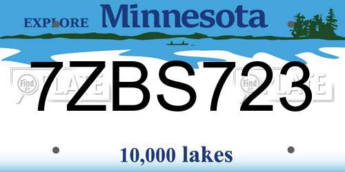 7ZBS723 Minnesota License Plate