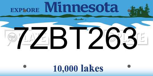7ZBT263 Minnesota License Plate