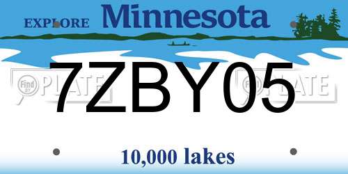 7ZBY05 Minnesota License Plate