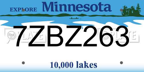 7ZBZ263 Minnesota License Plate