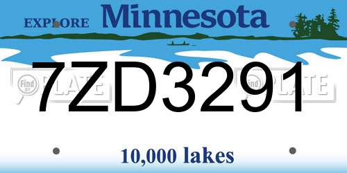 7ZD3291 Minnesota License Plate