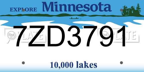 7ZD3791 Minnesota License Plate