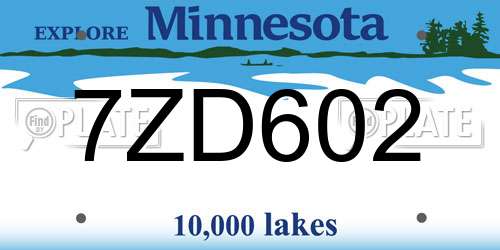 7ZD602 Minnesota License Plate