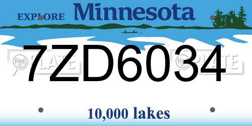 7ZD6034 Minnesota License Plate