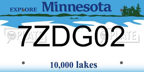 7ZDG02 Minnesota License Plate