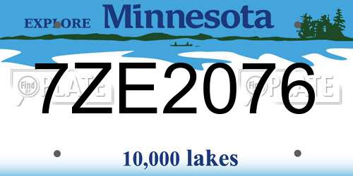 7ZE2076 Minnesota License Plate