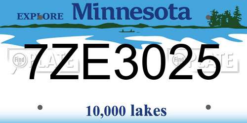 7ZE3025 Minnesota License Plate