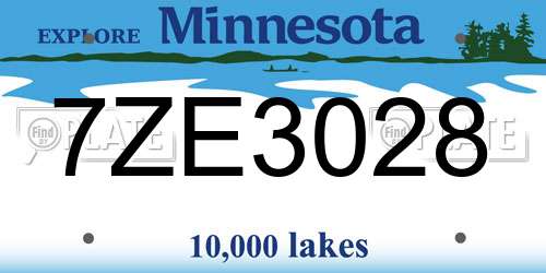 7ZE3028 Minnesota License Plate