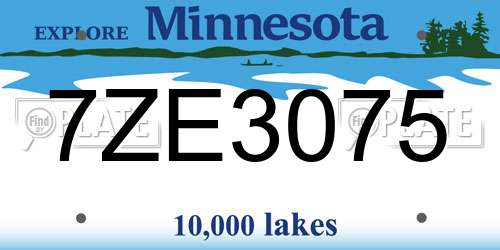 7ZE3075 Minnesota License Plate