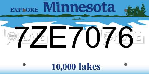 7ZE7076 Minnesota License Plate