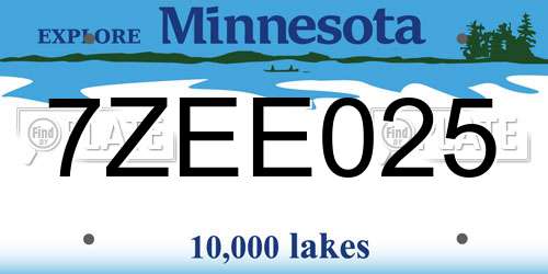 7ZEE025 Minnesota License Plate