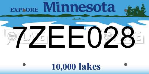 7ZEE028 Minnesota License Plate