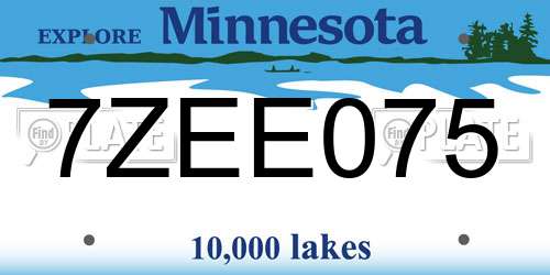 7ZEE075 Minnesota License Plate