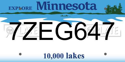 7ZEG647 Minnesota License Plate