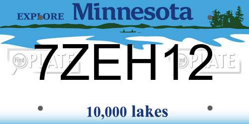 7ZEH12 Minnesota License Plate