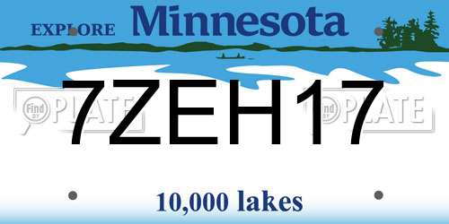 7ZEH17 Minnesota License Plate