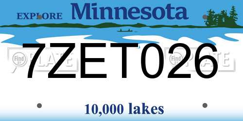 7ZET026 Minnesota License Plate