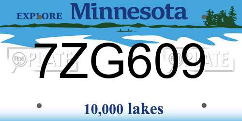 7ZG609 Minnesota License Plate
