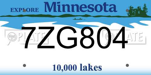 7ZG804 Minnesota License Plate