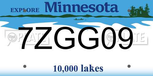 7ZGG09 Minnesota License Plate