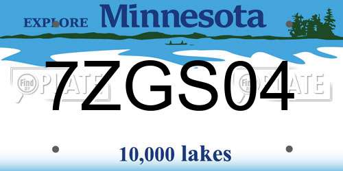 7ZGS04 Minnesota License Plate