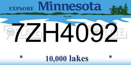 7ZH4092 Minnesota License Plate