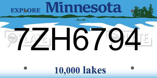 7ZH6794 Minnesota License Plate