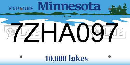 7ZHA097 Minnesota License Plate
