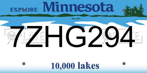 7ZHG294 Minnesota License Plate