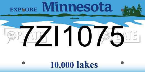 7ZI1075 Minnesota License Plate
