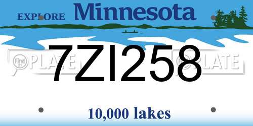 7ZI258 Minnesota License Plate