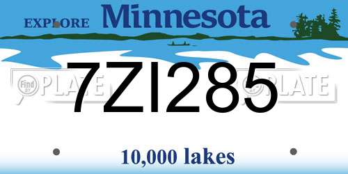 7ZI285 Minnesota License Plate