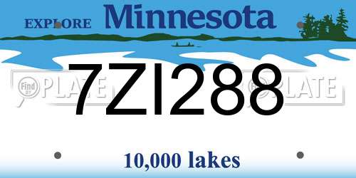 7ZI288 Minnesota License Plate