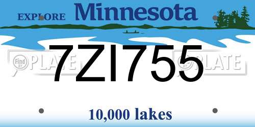 7ZI755 Minnesota License Plate