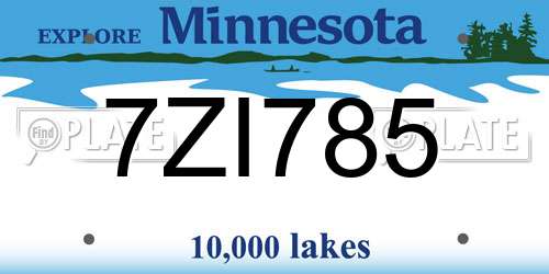 7ZI785 Minnesota License Plate