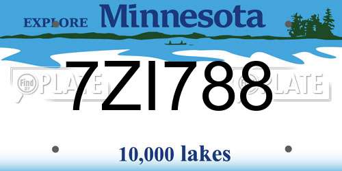 7ZI788 Minnesota License Plate