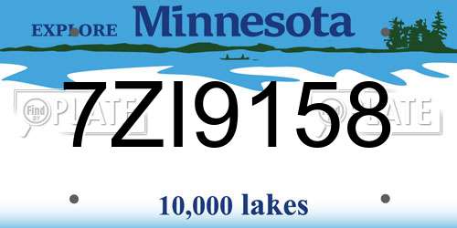 7ZI9158 Minnesota License Plate