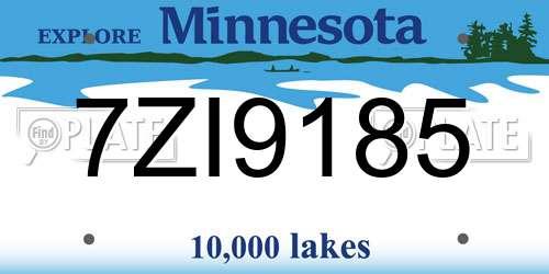 7ZI9185 Minnesota License Plate