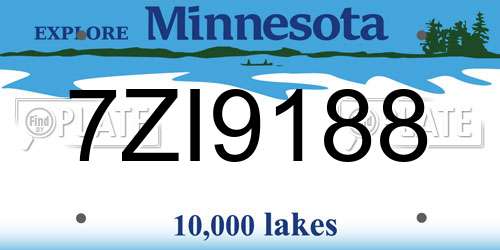 7ZI9188 Minnesota License Plate