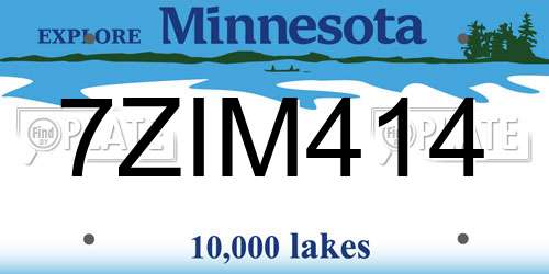 7ZIM414 Minnesota License Plate
