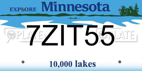 7ZIT55 Minnesota License Plate
