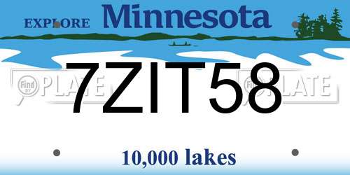 7ZIT58 Minnesota License Plate