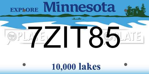 7ZIT85 Minnesota License Plate