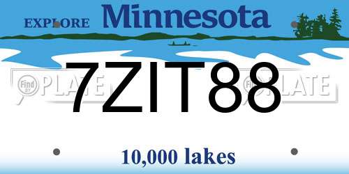 7ZIT88 Minnesota License Plate