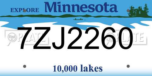 7ZJ2260 Minnesota License Plate