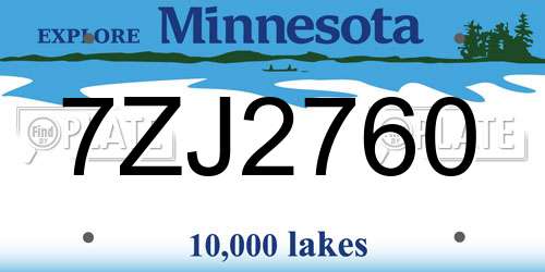 7ZJ2760 Minnesota License Plate